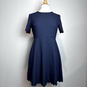 Navy Blue Dress with Scalloped Edges